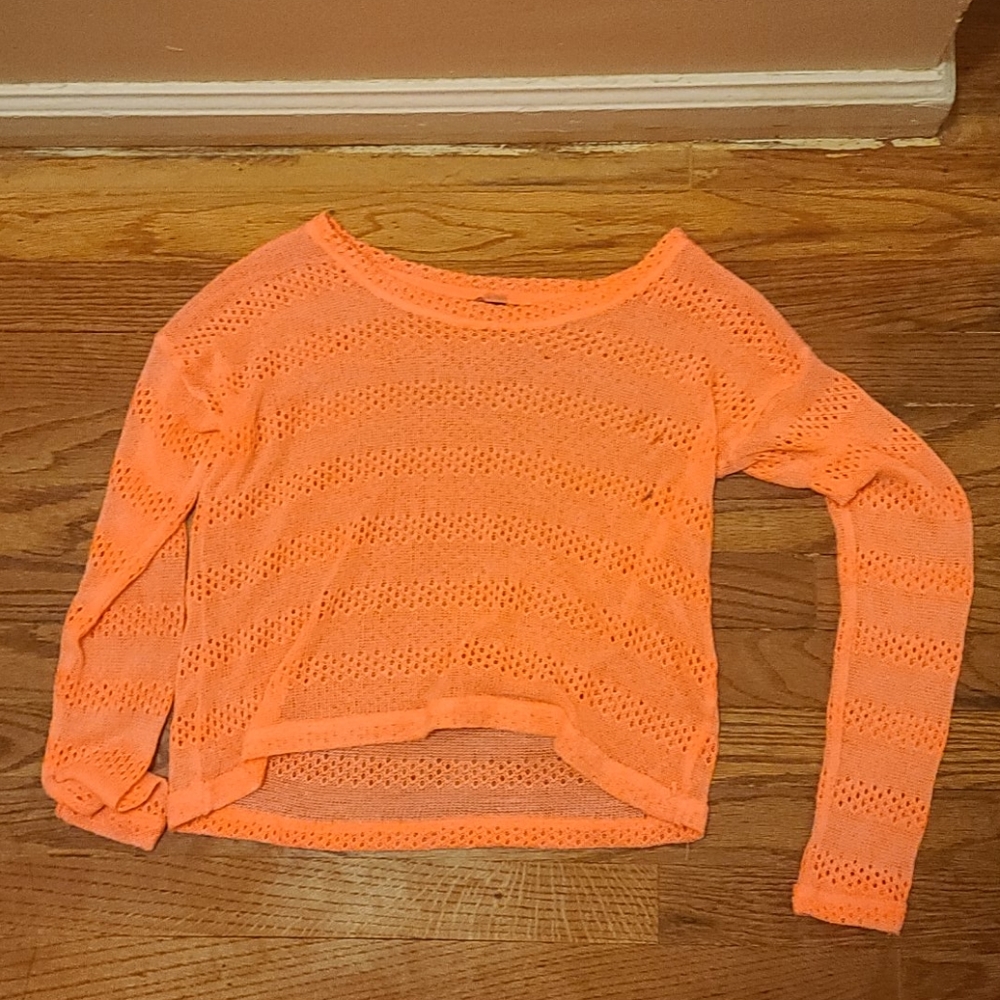 crazy 8, small, coral netted long sleeve